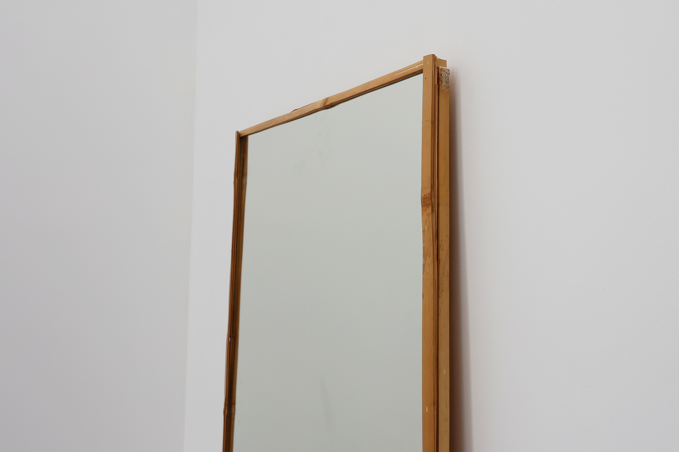 Large Vintage seventies Ibiza style rectangular mirror with bamboo frame thumbnail